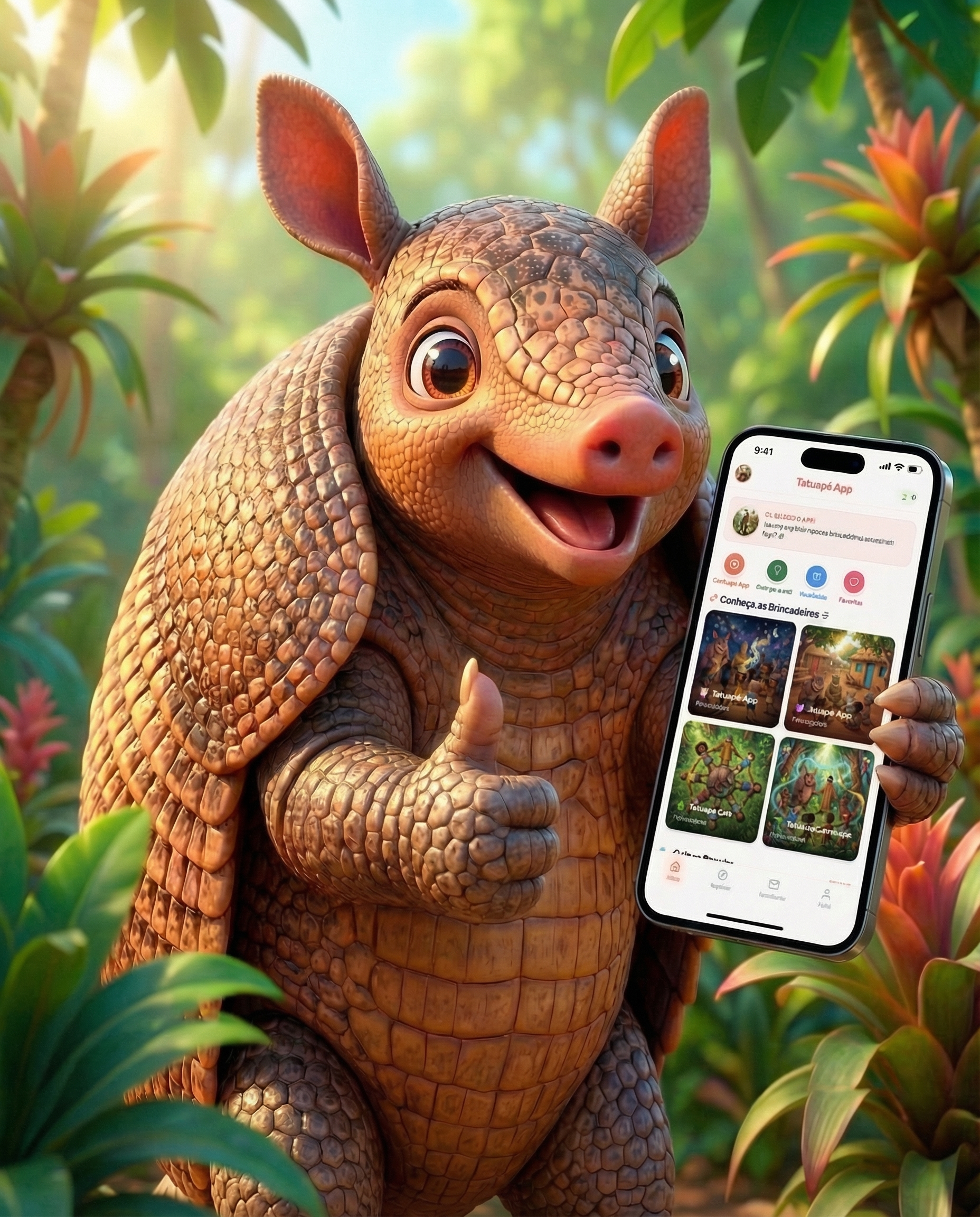 Apé segurando o celular com o Tatuapé App